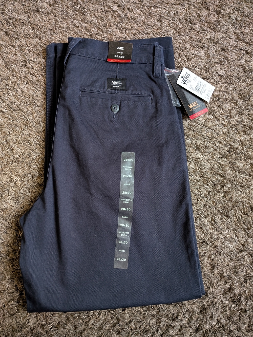 NWT Vans Navy Baggy Fit Cotton 28" Authentic Chino Pants Men's 28